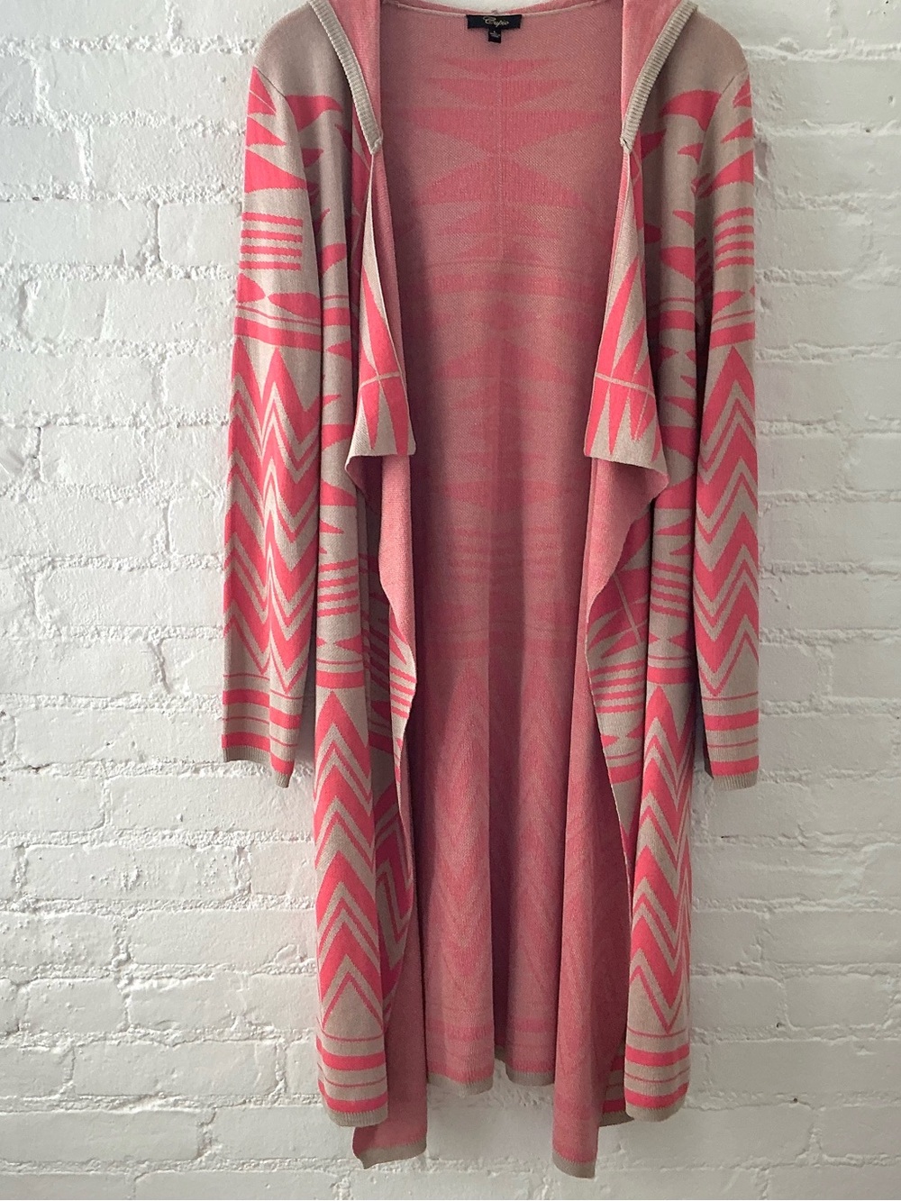 Cupio Boho Hooded Cardigan Duster Open Front Coastal Cowgirl Festival Size L